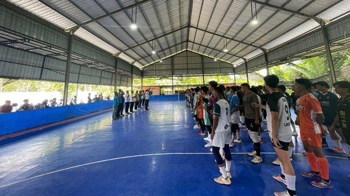 Atlet Futsal Aceh Besar mengikuti seleksi pemain Pra Pekan Olahraga Raga Aceh (PORA) Tahun 2025, di Lapangan Futsal, Tumbo Baro, Kuta Malaka, Senin (12/5/2025).