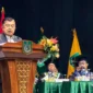 Wakil Presiden ke-10 dan ke-12 RI, Jusuf Kalla, menyampaikan orasi ilmiah dalam wisuda Universitas Nasional (Unas), di Jakarta Selatan, Minggu (15/6/2025). (ANTARA/HO-Jusuf Kalla)