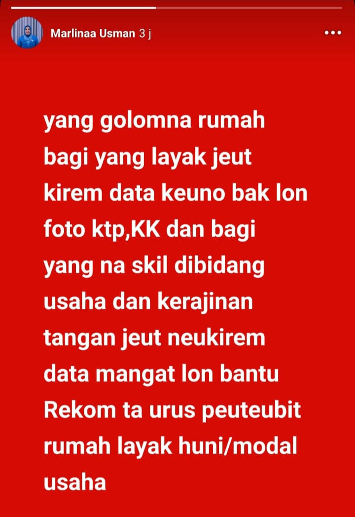 HOAKS! Penipuan Gunakan Nama Istri Gubernur Aceh untuk Modus Bantuan Rumah dan Modal Usaha. Foto: Ist