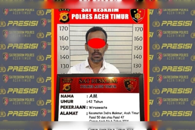 Tersangka Pelecehan Telah Diamankan Oleh Satreskrim Polres Aceh Timur, Selasa 22 Juli 2025. Foto: Humas Polres Aceh Timur.