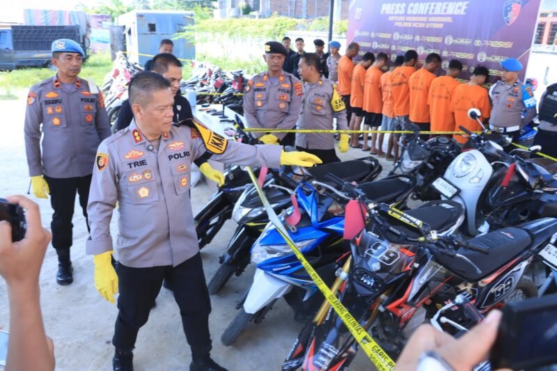 Sebanyak 32 unit sepeda motor berbagai jenis telah diamankan dan saat ini berada di Mapolres Aceh Utara. Dok. Polres Aceh Utara