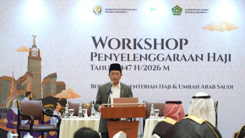 Menag saat memberi sambutan pada workshop penyelenggaraan haji 1447 H/2026 M di Jakarta. Dok. Kemenag RI