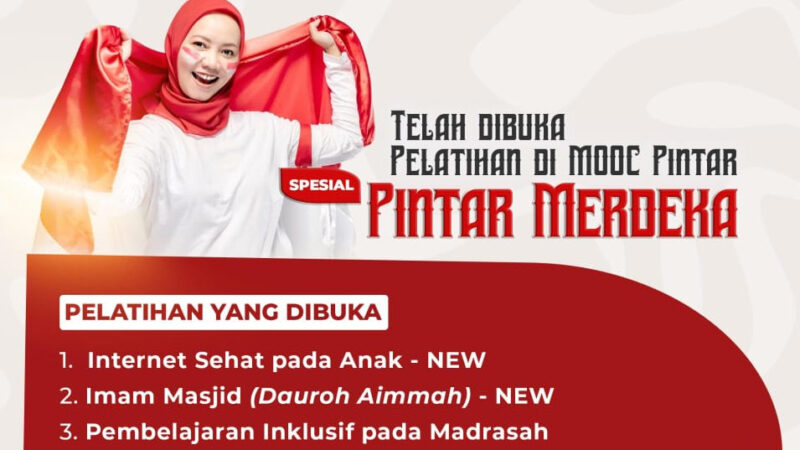 Banner Kemenag menggelar pelatihan berbasis digital melalui platform Massive Open Online Course (MOOC) Pintar, gratis. dok. Kemenag RI