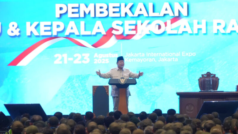 Presiden Prabowo beri Keynote Speech pada Pembekalan Guru dan Kepala Sekolah Rakyat di Jakarta, Jumat (22/8/2025). dok. Kemenag RI