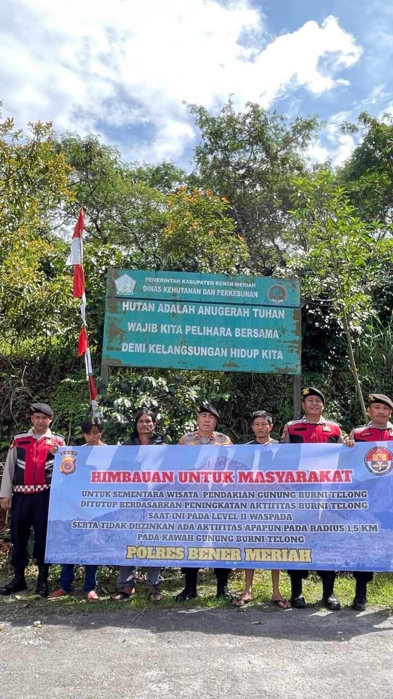 Polres Bener Meriah Imbau Warga Tetap Waspada Aktivitas Gunung Burni Telong.Jadi Pribadi Unggul.Foto.Dok: Rahmat Ramadhan/Acehnow 
