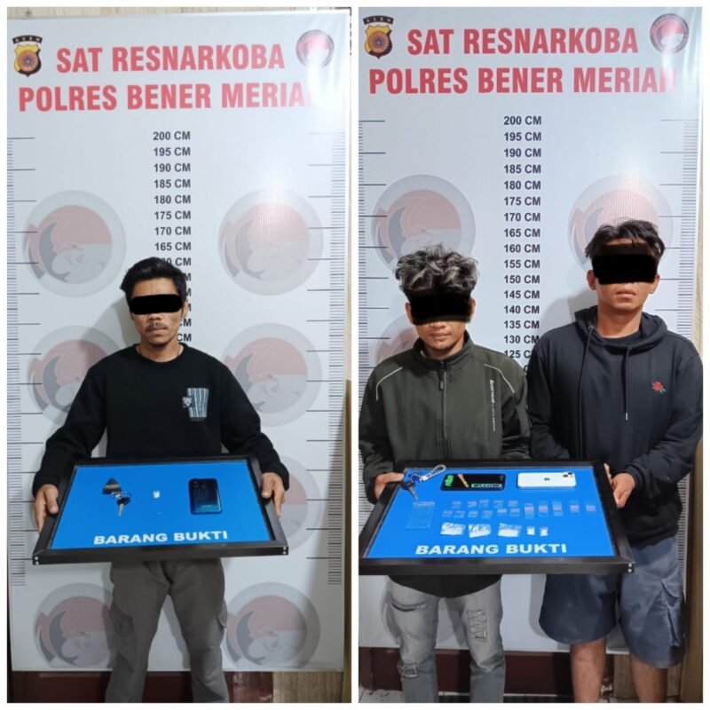 Satuan Reserse Narkoba berhasil mengungkap jaringan pengedar sabu dan mengamankan tiga pelaku di dua lokasi berbeda. Dok. Polres Bener Meriah