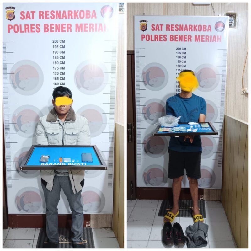 Dalam satu malam yang sama, personel berhasil mengungkap dua kasus narkotika berbeda dengan pelaku dan barang bukti yang signifikan di wilayah Desa Blang Sentang, Kecamatan Bukit, Kabupaten Bener Meriah, Rabu (06/08/2025). Dok. Polres Bener Meriah