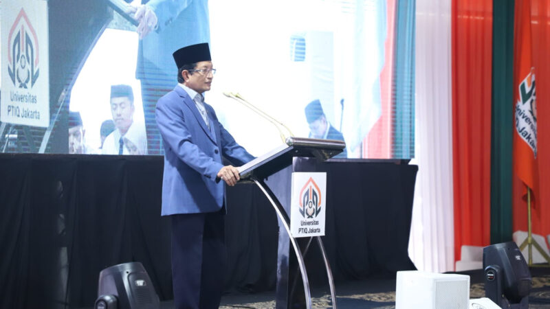 Menag Nasaruddin Umar meresmikan pembangunan Kampus Peradaban Qur’ani Internasional Universitas PTIQ Jakarta. dok. Kemenag RI