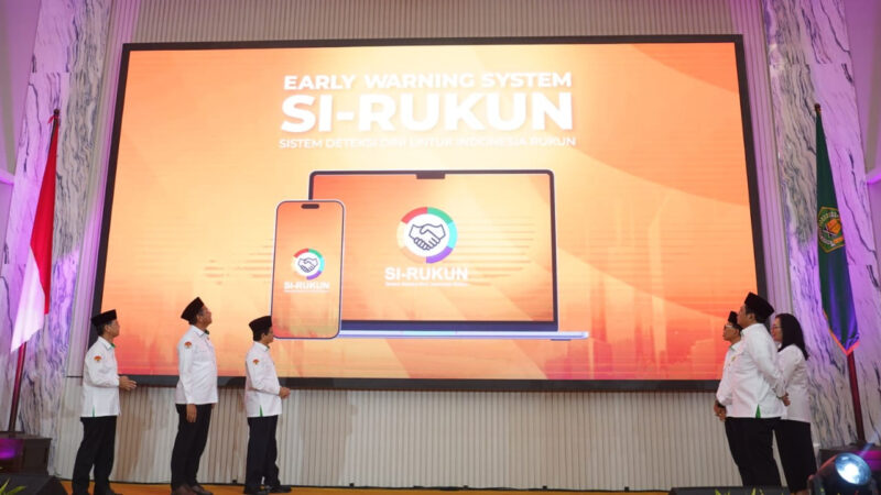 Menteri Agama Nasaruddin Umar membuka acara peluncuran Early Warning System (EWS) Si-Rukun. dok. Kemenag RI