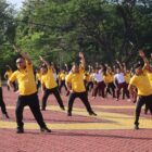 Usai apel, dilanjutkan dengan olahraga bersama. dok. Polda Aceh