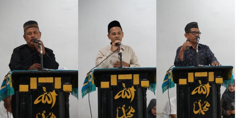 Penyampaian visi misi dan program kerja calon Keuchik Leu-Ue periode 2025 - 2031 nomor 1 Yusri, ST, nomor 2 Amurudfun, SE dan nomor 3 Zulkifli Nurdin, di Meunasah Gampong Leu Ue, kecamatan Darul Imarah, kabupaten Aceh Besar, Minggu (14/9/2025). dok. MC ACEH BESAR 