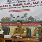 Sekda Aceh, M. Nasir bersama Kadistambun Aceh, Cut Huzaimah memimpin Rapat dengan Pejabat Eselon III dan IV di Jajaran Dinas Pertanian dan Perkebunan Aceh, Senin, 13 Oktober 2025. dok. Ist