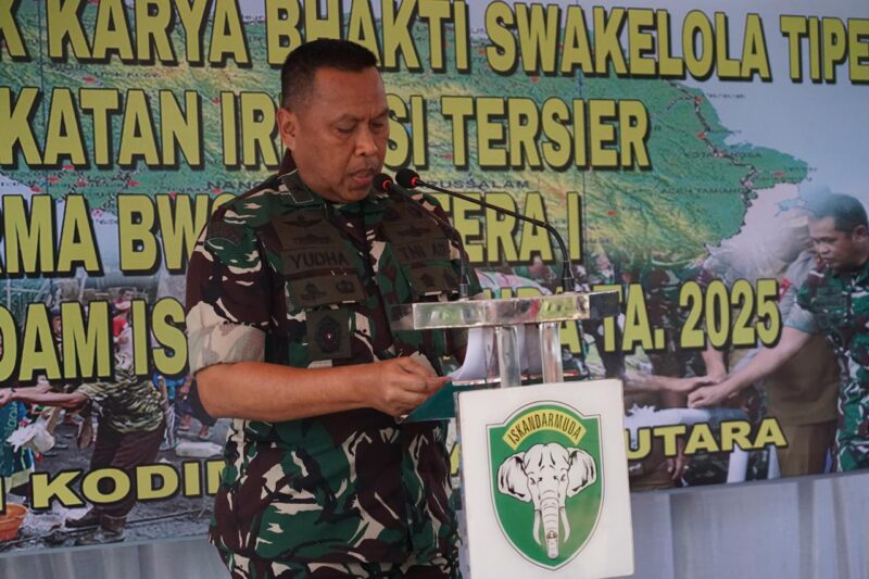 Kasdam IM Brigjen TNI Yudha Fitri resmi buka program Karya Bakti Pembangunan jaringan Irigasi Tersier di Aceh. dok. Pendam IM