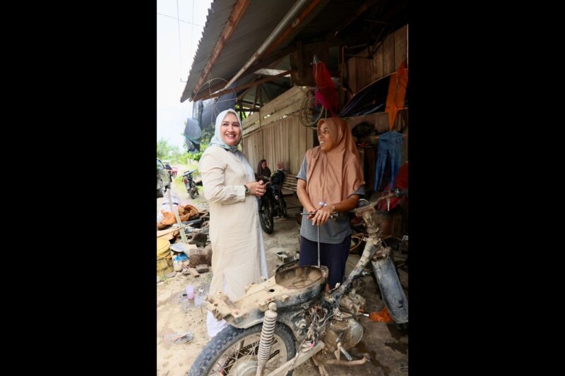 Ketua TP-PKK Aceh, Marlina Muzakir, bersilaturrahmi ke kediaman Halimah, di Gampong Pante Bahagia Kecamatan Paya Bakong Kab. Aceh Utara, Selasa (14/10/2025). dok. Ist