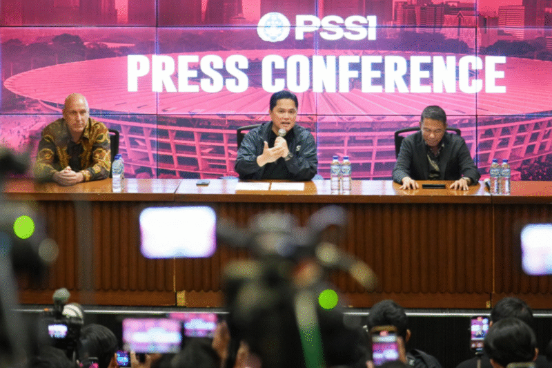 Ketua Umum PSSI, Erick Thohir dalam konferensi pers. dok. PSSI