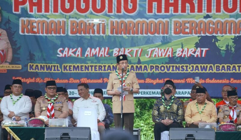 Menag Nasaruddin Umar saat membuka kemah bakti harmoni 4 Kanwil Jawa Barat. Dok. Kemenag RI