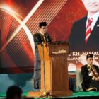 Menag Nasaruddin saat memberikan sambutan pada acara Pengukuhan ke-2 Kader Ulama Masjid Istiqlal, di Jakarta, Sabtu (22/11/2025). Dok. Kemenag RI