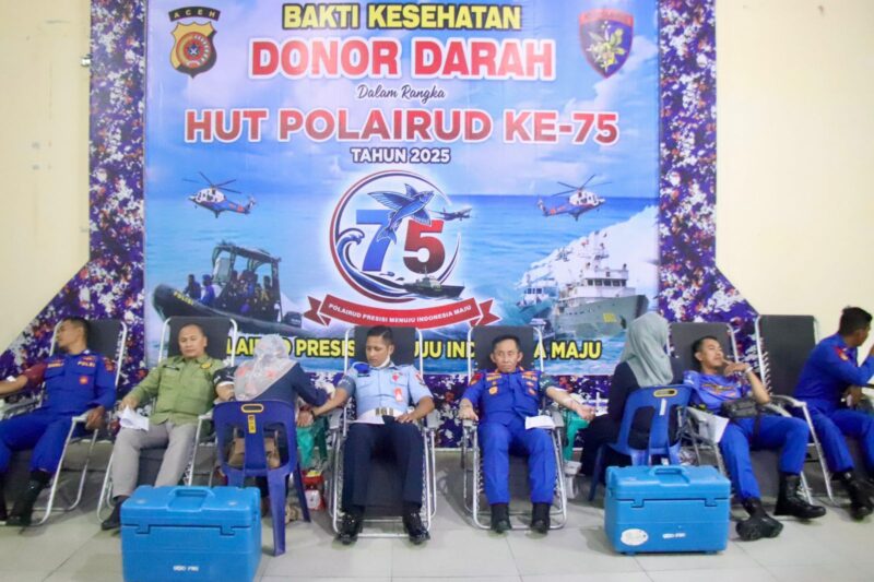 Direktorat Kepolisian Perairan dan Udara (Ditpolairud) Polda Aceh menggelar kegiatan bakti kesehatan (Bakkes) berupa donor darah dalam rangka memperingati hari ulang tahun (HUT) ke-75 Polairud tahun 2025. dok. Polda Aceh