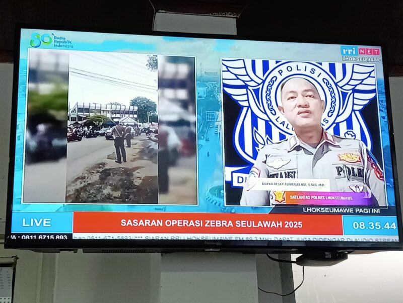 Melalui siaran RRI, Polres Lhokseumawe terus mengintensifkan edukasi keselamatan berlalu lintas menjelang pelaksanaan Operasi Zebra Seulawah 2025. Dok. Polres Lhokseumawe