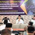Wakil Bupati Aceh Besar, Drs. H. Syukri A. Jalil, membuka Pelatihan Operator Percepatan Pelaporan Pengembangan Ekonomi Dayah di Hotel Hijrah, Ingin Jaya, Rabu (3/12/2025). Foto: Dok. MC Aceh Besar