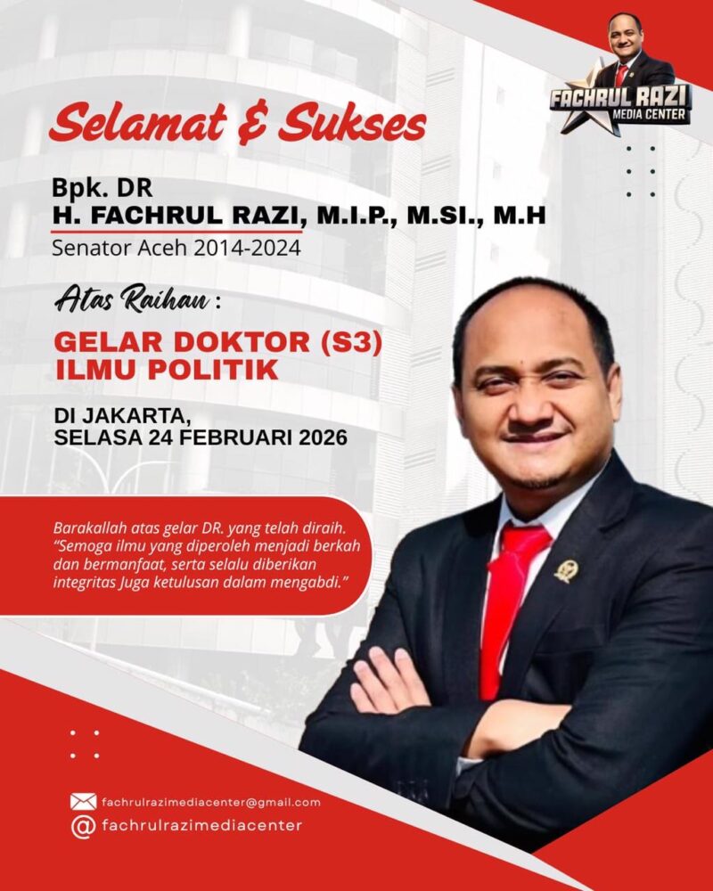 Poster ucapan selamat atas capaian Fachrul Razi yang resmi menyandang gelar Doktor Ilmu Politik di Jakarta, Selasa (24/2/2026). Foto: Dok. Istimewa