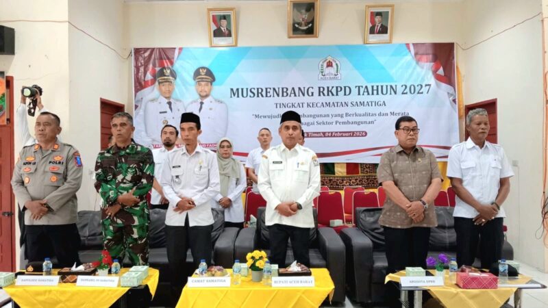 Asisten Perekonomian dan Pembangunan Setdakab Aceh Barat, Wistha Nowar, saat menghadiri Musrenbang RKPD Tahun 2027 Tingkat Kecamatan Samatiga dan Kecamatan Bubon di kantor camat setempat, Rabu (4/2/2026). Foto: Dok. Istimewa