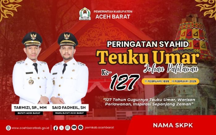 Peringatan Syahidnya Pahlawan Nasional Teuku Umar ke-127 Tahun 2026. Foto: Dok. Pemkab Aceh Barat