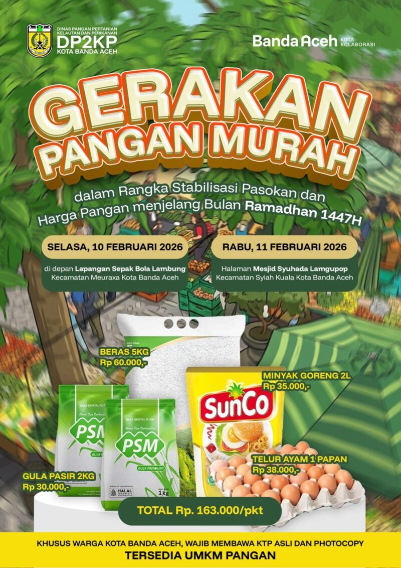 Gerakan Pangan Murah yang digelar Pemko Banda Aceh menjelang Bulan Suci Ramadhan 1447 Hijriah. Foto: Dok. DP2KP Kota Banda Aceh