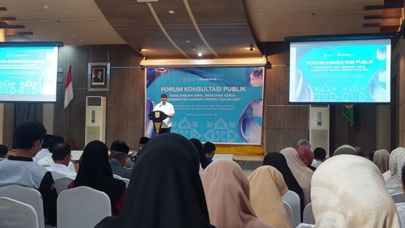 Suasana Konsultasi Publik RKPD 2027 di Aula Lantai IV Gedung Mawardy Nurdin, Banda Aceh, dihadiri 250 peserta termasuk Forkopimda dan pemangku kepentingan, Rabu (11/2/2026). Foto: Dok. Diskominfo Kota Banda Aceh