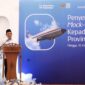 Wakil Gubernur Aceh, H. Fadhlullah, memberikan sambutan pada acara Penyerahan Mock-Up Pesawat Kepada Asrama Haji Prov. Aceh, di Banda Aceh, Minggu, (15/2/2026). Foto: Dok. Biro Adpim Setda Aceh