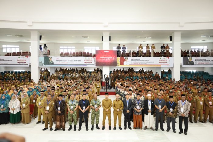 Bupati Aceh Barat Tarmizi SP, MM membuka kegiatan Rapat Koordinasi Kabupaten (Rakorkab) Tahun 2026 di Auditorium, Kampus Universitas Teuku Umar (UTU) Meulaboh pada Kamis (12/2/2026). Dok. Pemkab Aceh Barat