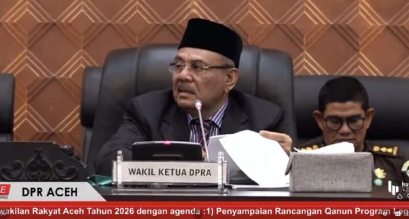 Rapat Paripurna DPRA membahas Prolega Prioritas 2025 dan reposisi anggota Banggar di Gedung Utama DPRA, Banda Aceh, Rabu (11/3/2026). Foto: Dok. DPRA