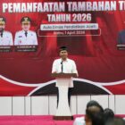 Kadisdik Aceh Murthalamuddin menyampaikan arahan terkait pemanfaatan anggaran TKD bagi SMK Tahun 2026 di Banda Aceh, Kamis (2/4/2026). Foto: Dok. Istimewa 