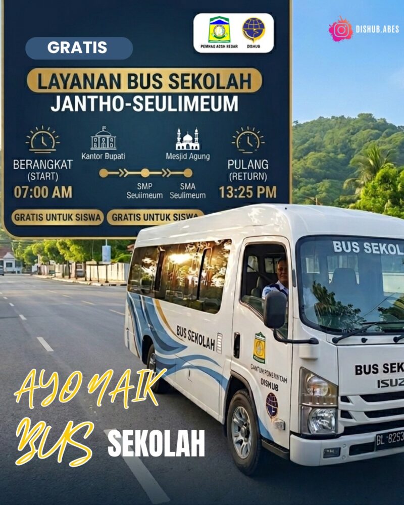 Armada bus sekolah terbaru Aceh Besar siap melayani rute antar-jemput pelajar secara gratis, Kota Jantho, Selasa (7/4/2026). Foto: Dok. Istimewa 
