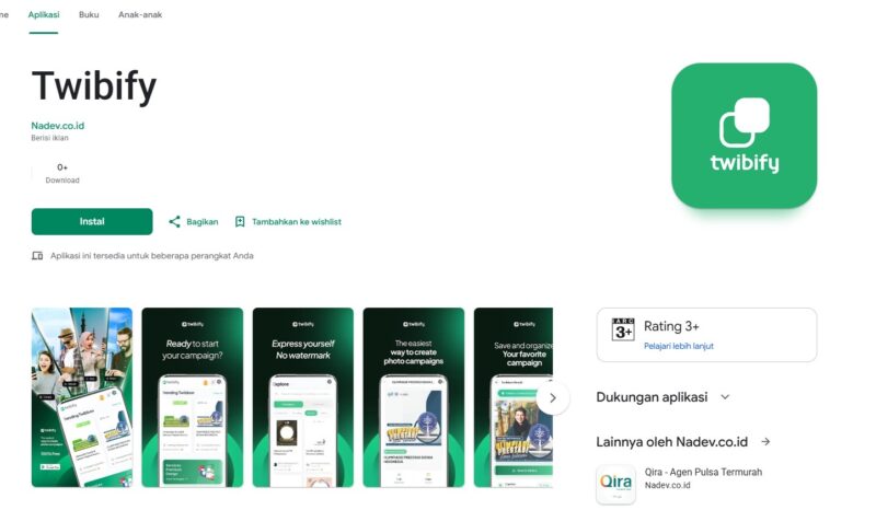 Aplikasi Twibify kini resmi tersedia di Google Play Store untuk memudahkan pengguna membuat dan membagikan twibbon digital. Foto: Dok. Istimewa 