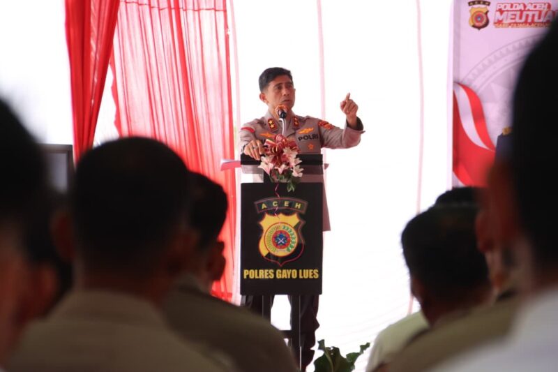Kapolda Aceh Irjen Pol Drs Marzuki Ali Basyah, M.M saat memberikan arahan kepada personel Polres Gayo Lues dalam kunjungan kerja, Rabu (13/5/2026). Foto: Dok. Istimewa 