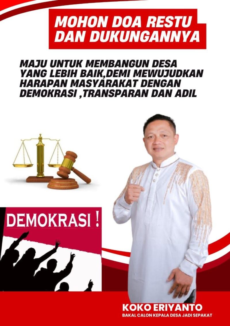 Ket foto: Koko Eriyanto, bakal calon Reje Kampung Jadi Sepakat, saat menyampaikan permohonan doa dan dukungan kepada masyarakat menjelang pemilihan pada 6 Juni 2026.(Dok: Ist)