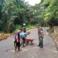 Ket foto : Babinsa 04/PRG Bersama Warga Tambal Jalan Berlubang di Lintas Takengon–Bireuen tepatnya di Desa Tenge Besi Kecamatan Pintu Rime Gayo.(Dok: Ist)