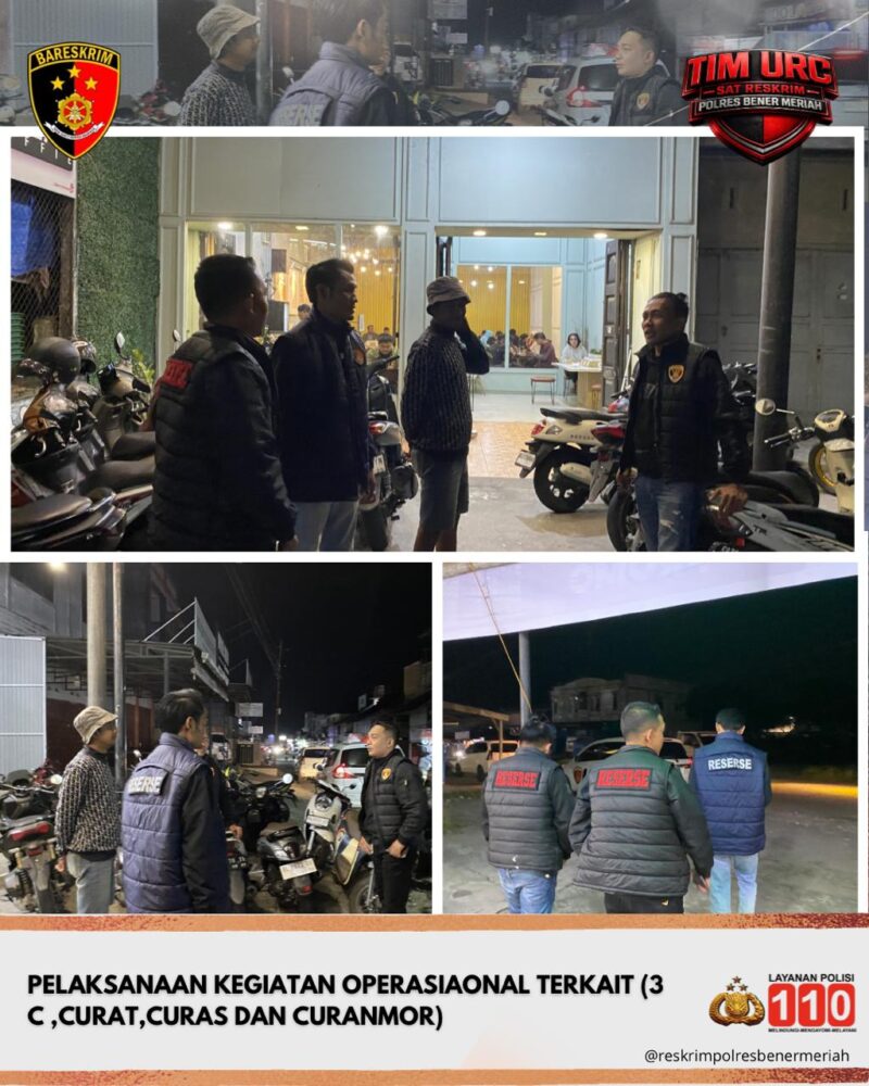 Ket Foto: Personel Satreskrim Polres Bener Meriah  melaksanakan patroli malam serta berdialog dengan warga.(Dok/Ist)