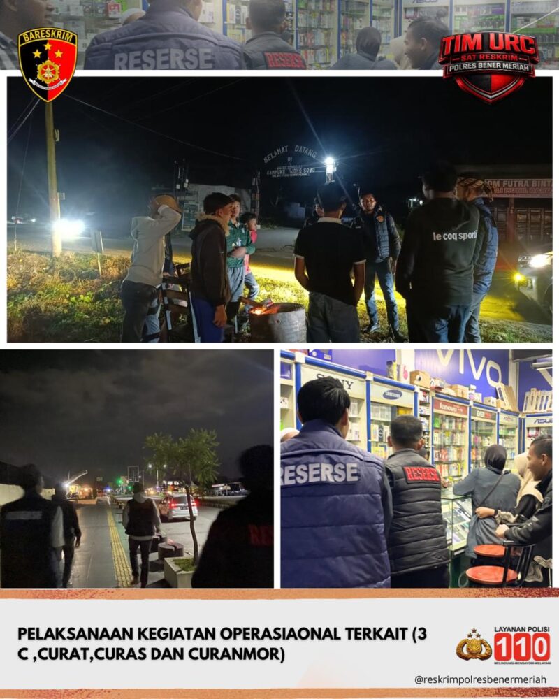 Ket Foto: Personel Satreskrim Polres Bener Meriah menyisir kawasan pertokoan serta berdialog dengan para pemuda yang sedang berkumpul dalam rangka patroli antisipasi tindak pidana.(Dok/Ist)