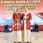 Ketua Dekranasda Kabupaten Aceh Barat, Ny. Afrinda Novalia, bersama Wakil Ketua Ny. Lisa Nazmi menghadiri puncak peringatan HUT Dekranas ke-46 dan pembukaan Pameran Kriya dan Wastra Dekranasda se-Indonesia di Trans Studio Mall Makassar, Jumat (10/7/2026). Foto: Dok. Pemkab Aceh Barat