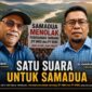 Warga dan elemen masyarakat sipil menyuarakan penolakan terhadap rencana aktivitas pertambangan PT MMS dan PT BSM di Kecamatan Samadua, Aceh Selatan. Foto: Dok. Istimewa 