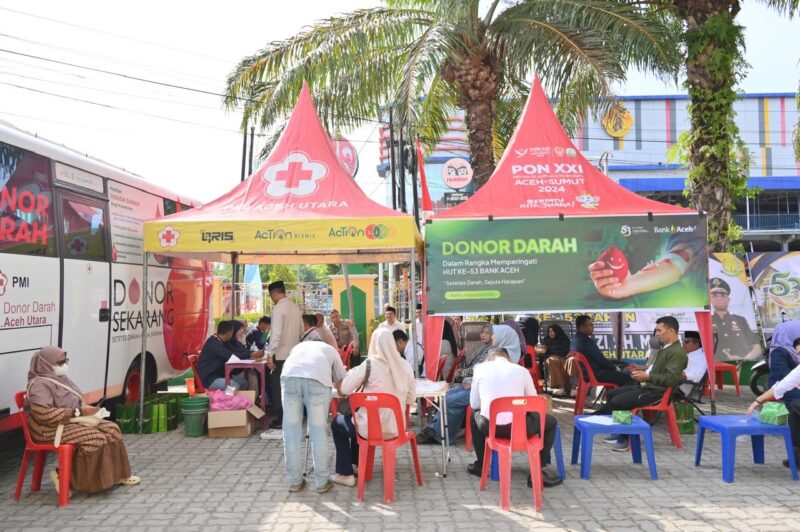 Kegiatan donor darah Bank Aceh berkolaborasi dengan PMI di berbagai kabupaten/kota sebagai bentuk kepedulian sosial dalam rangka HUT ke-53 Bank Aceh. Foto: Dok. Istimewa 