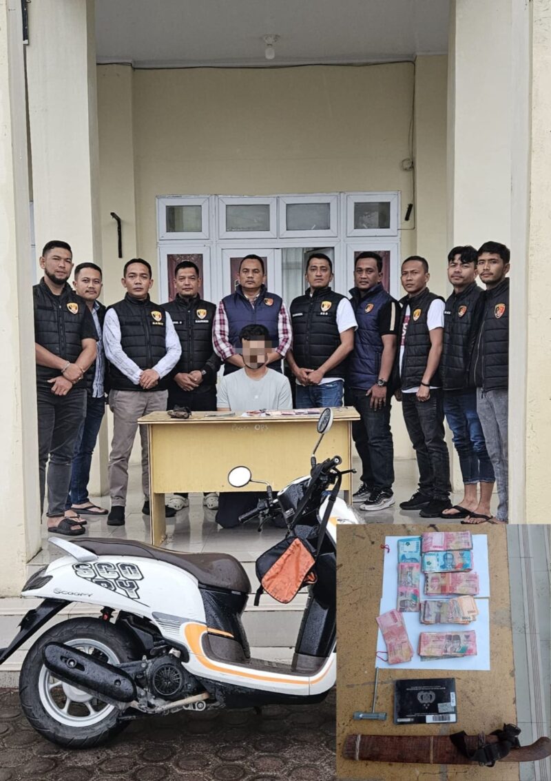 Keterangan foto: Tim URC Satreskrim Polres Bener Meriah bersama personel Polsek Bukit mengamankan terduga pelaku pembobolan rumah beserta sejumlah barang bukti, (4/9/2026).Dok:Ist