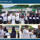 Bupati Aceh Tengah Haili Yoga menyerahkan piagam penghargaan kepada perwakilan Dayah Al Hasaniyah Al Aziziyah yang meraih Juara I dalam lima kategori kebersihan pada peringatan Hari Santri Nasional 2026 di Takengon.Kamis,(22/10/26).foto:Doc.Rizkan/Acehnow.com
